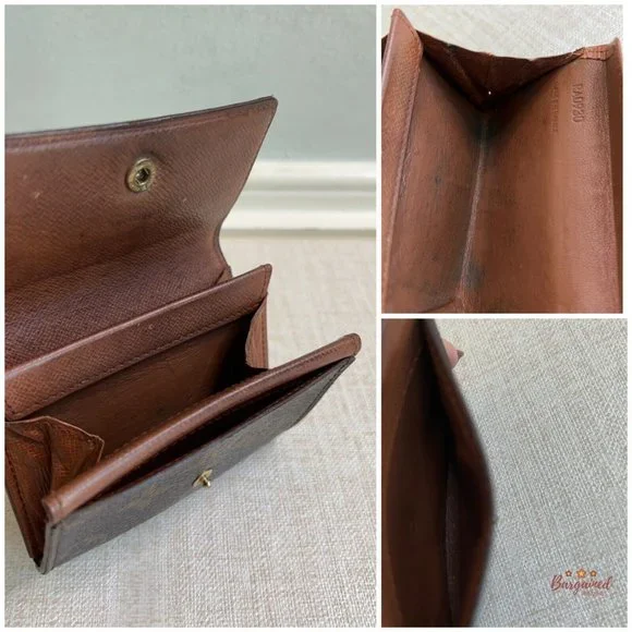 Authentic LOUIS VUITTON Vintage Brown Monogram Small Bifold Wallet RA0930